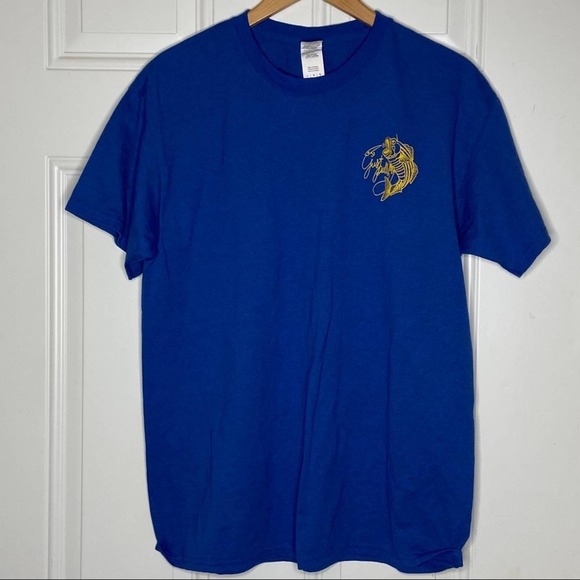 Just Pulls Large Blue & Yellow Short Sleeve Shirt - Picture 1 of 5